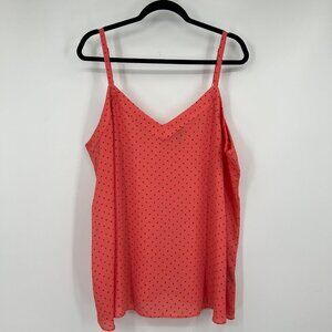 Torrid Top Womens Plus size 2 2X Orange Black Dot Sleeveless Tank Top